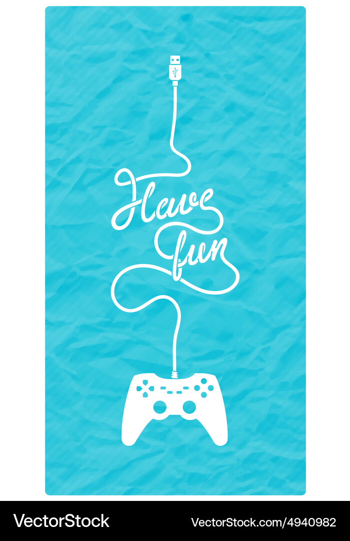 Gamepad with cable in the shape of a message vector image