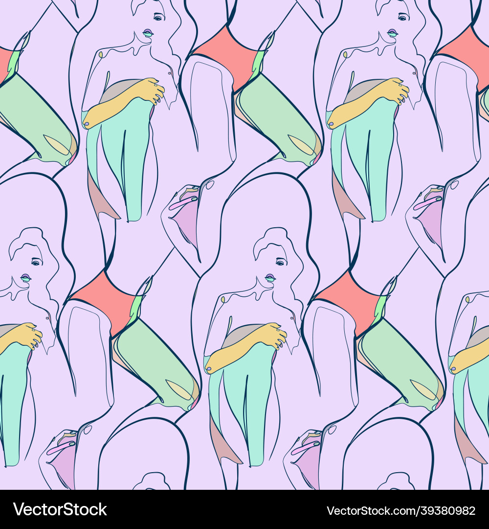Girl face and body stained glass style seamless Girl face and body stained glass style seamless vector image