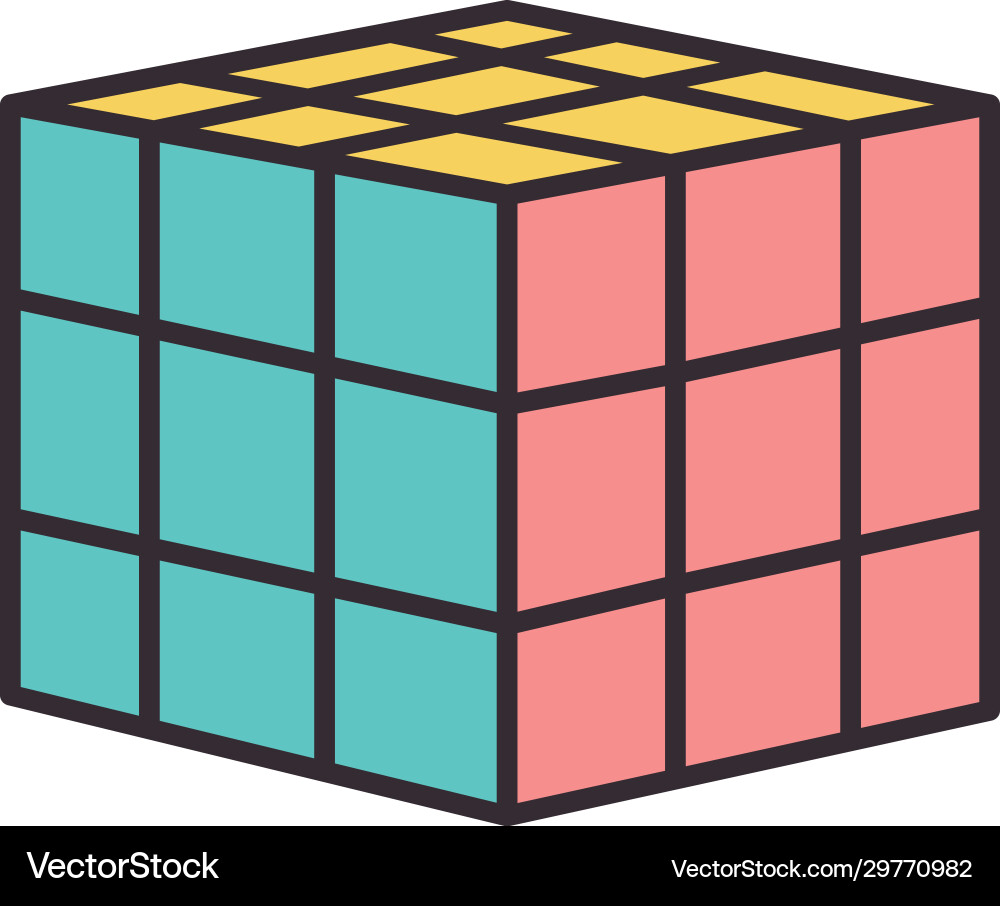 Isolated rubik cube line fill style icon set vector image