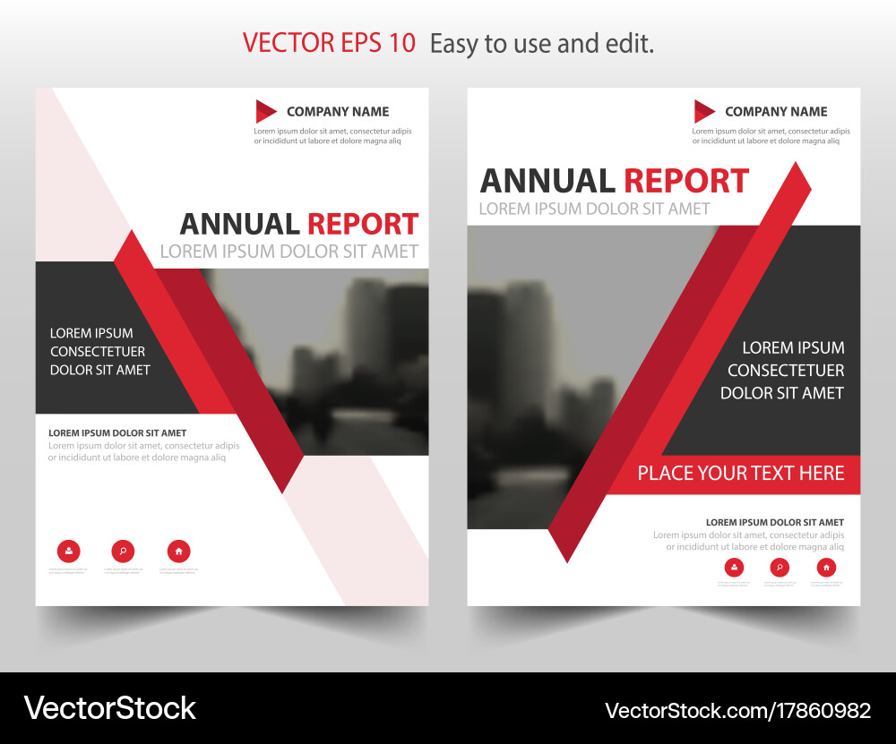 Red Abstract Triangle Report Template vector image