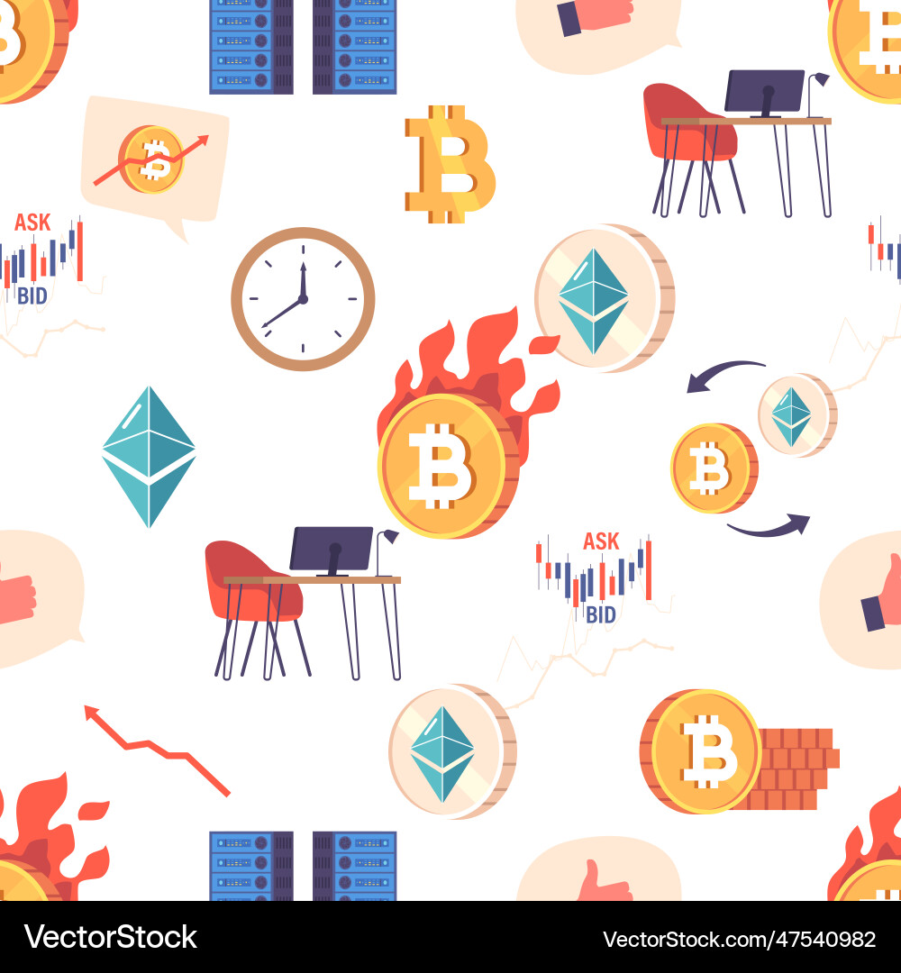 Seamless pattern showcasing various cryptocurrency Seamless pattern showcasing various cryptocurrency vector image