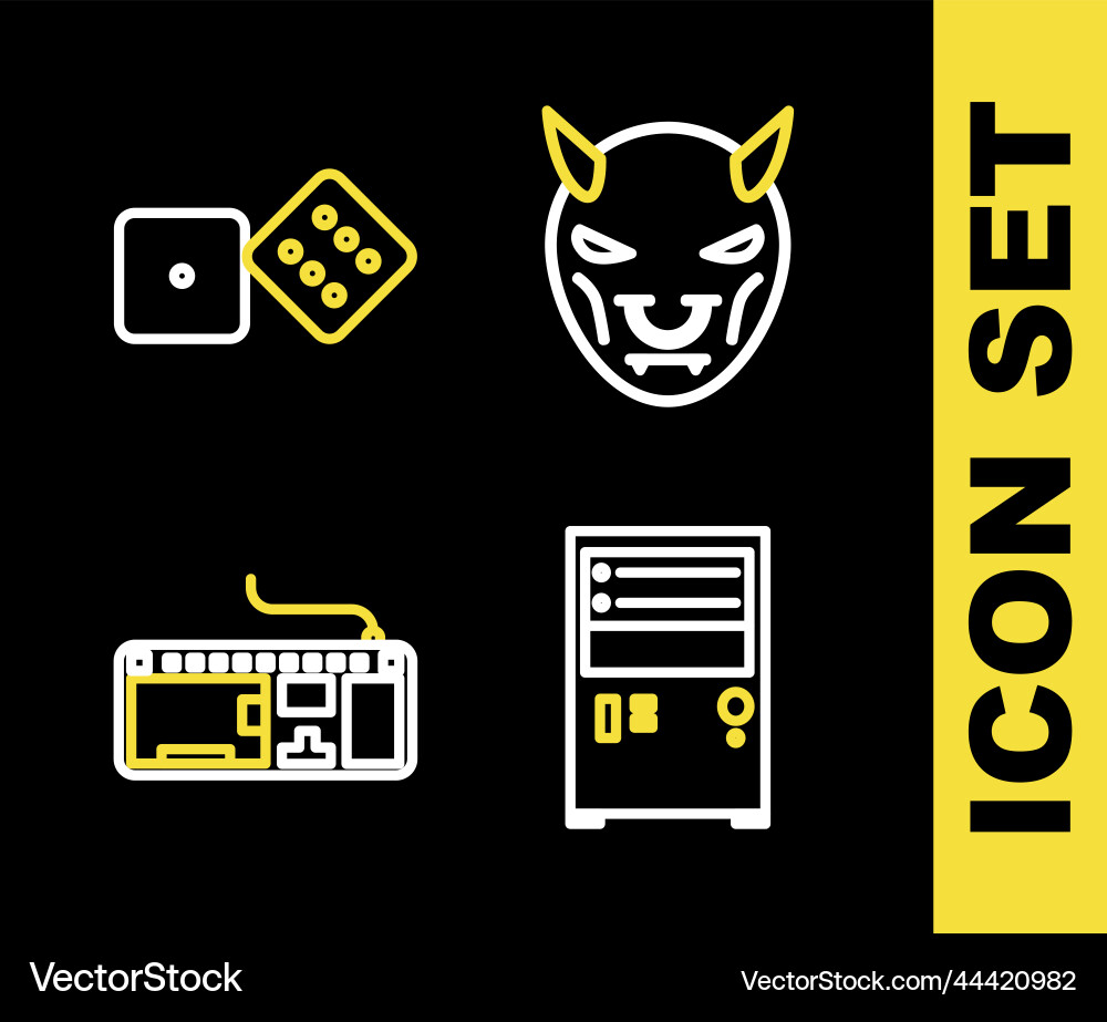 Set line mask of the devil with horns computer vector image