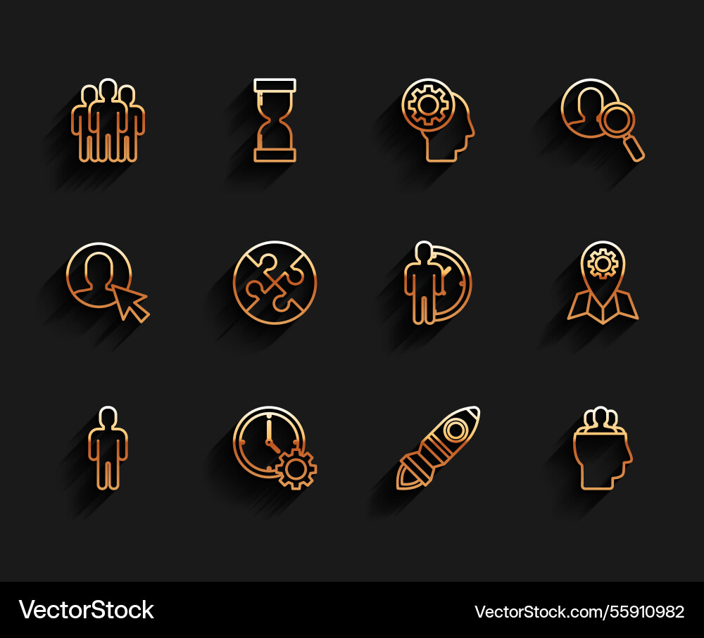 Set line user of man in business suit time Vector Image