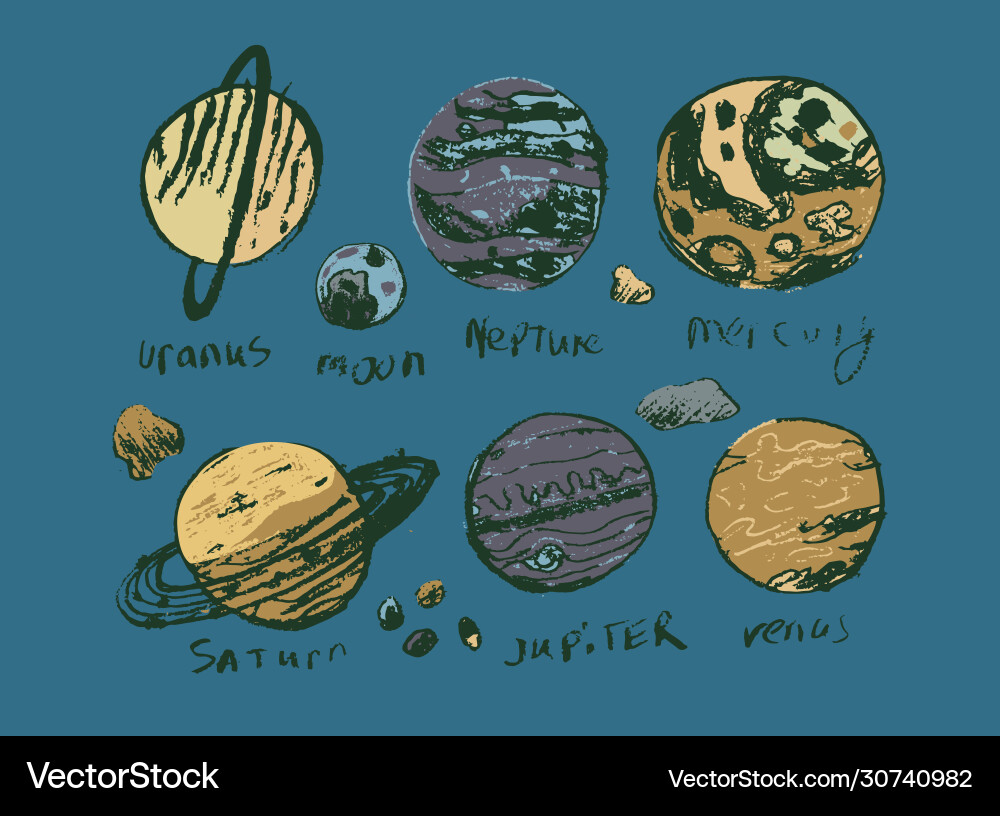 Set space objects planets stars comet Set space objects planets stars comet vector image