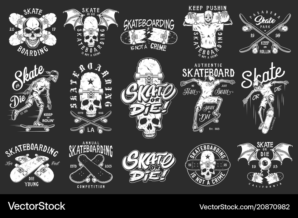 Skate Emblems - Vintage Style Vector Image