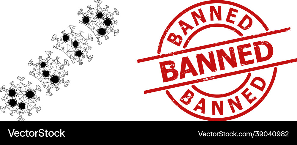 Virus blockchain wire frame mesh pictograph Virus blockchain wire frame mesh pictograph vector image