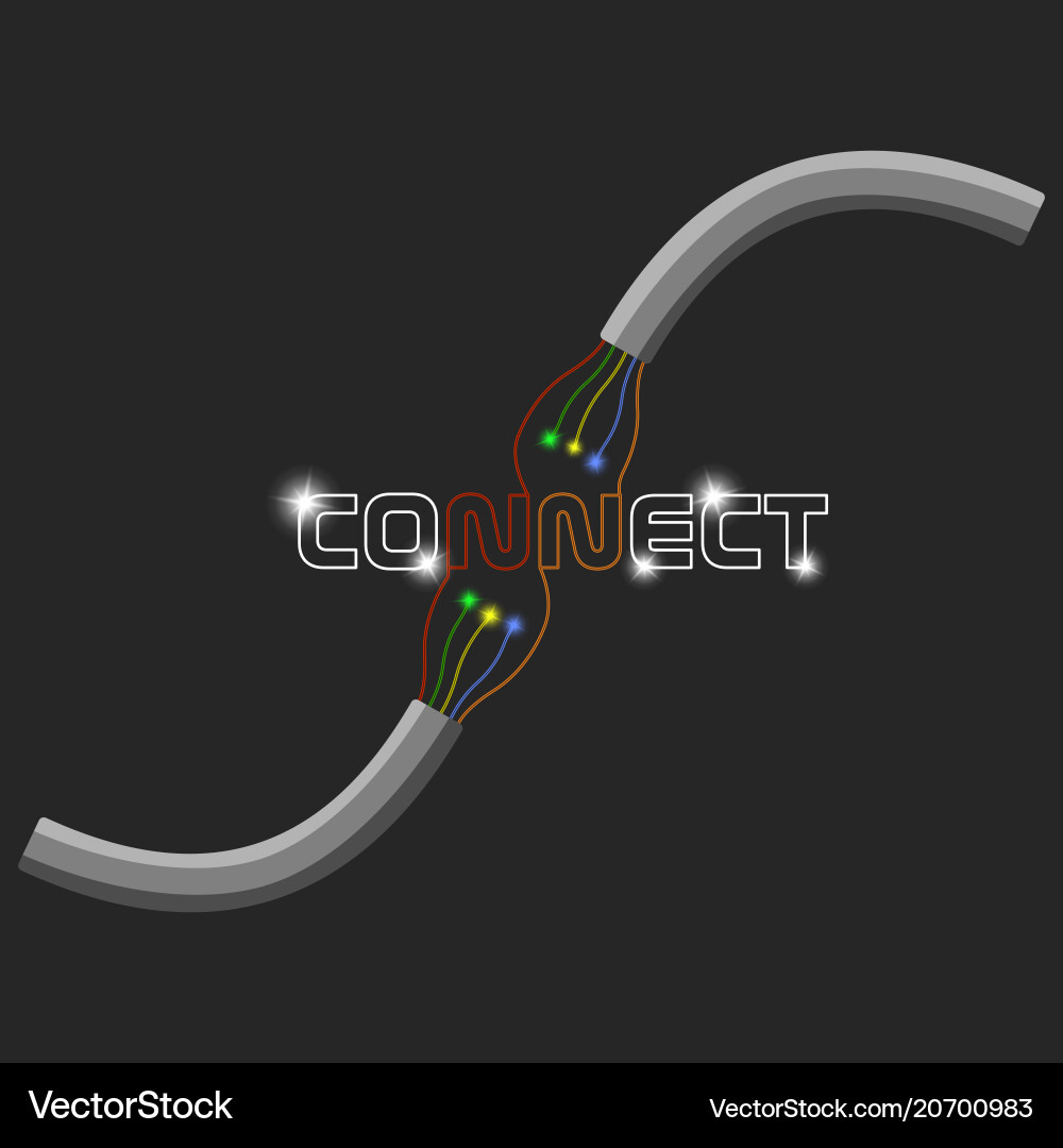 Abstract connection of two broken wires through Abstract connection of two broken wires through vector image
