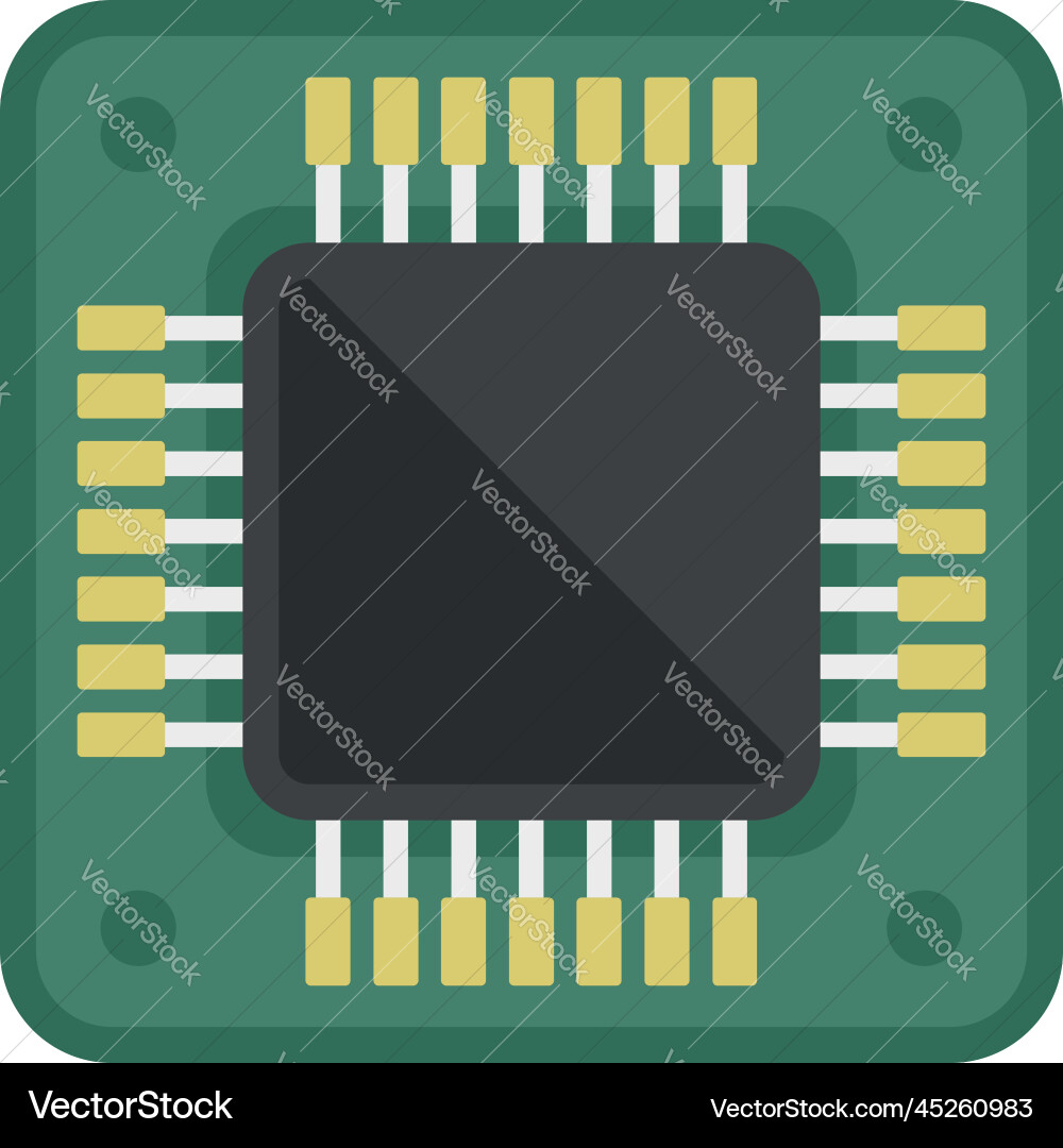 Board cpu icon flat digital microchip Board cpu icon flat digital microchip vector image