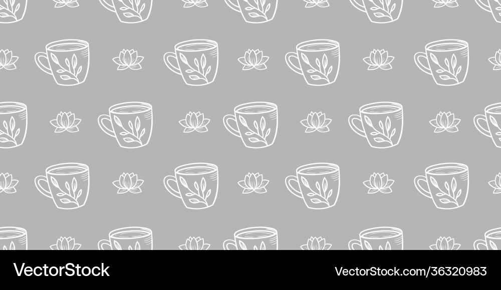 Cup mug seamless repeat pattern background vector image