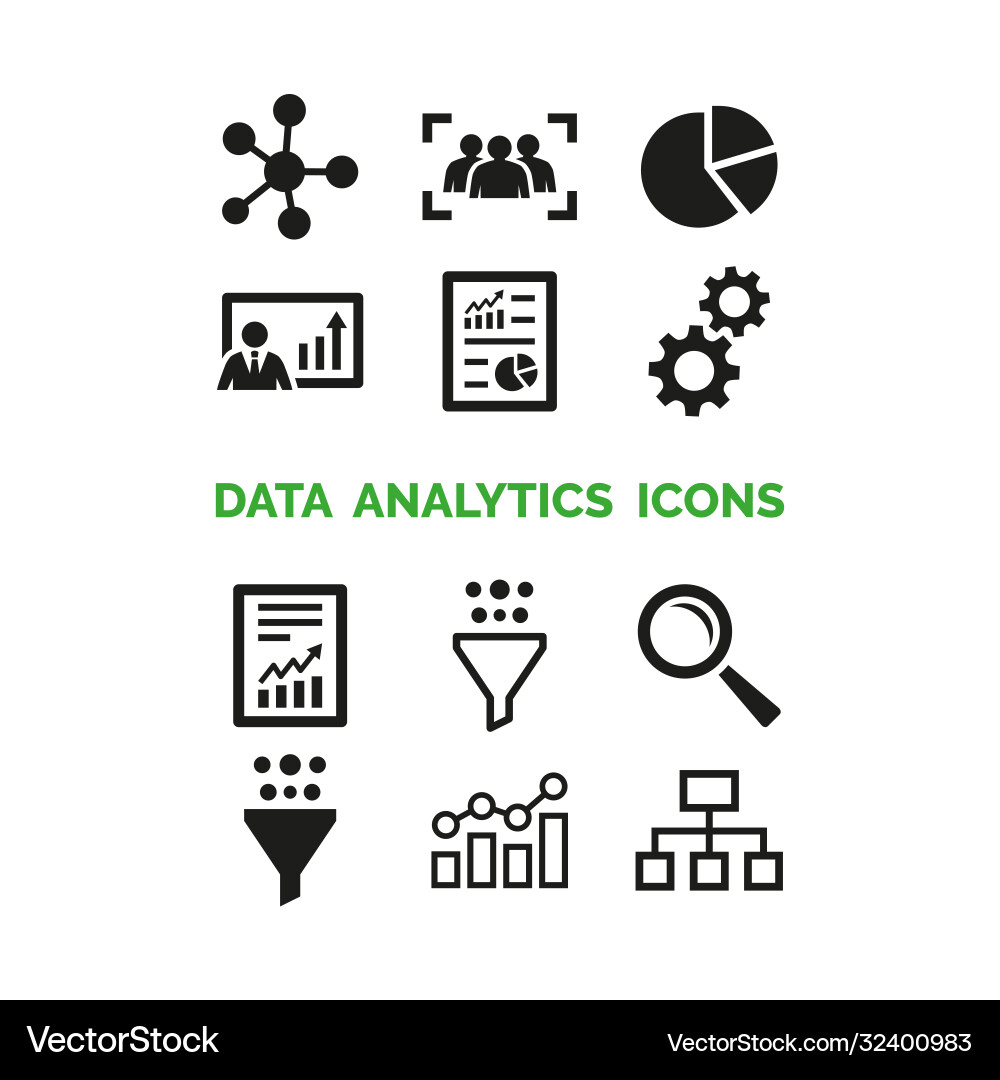 Data analytics icons set on white background Data analytics icons set on white background Vector Image