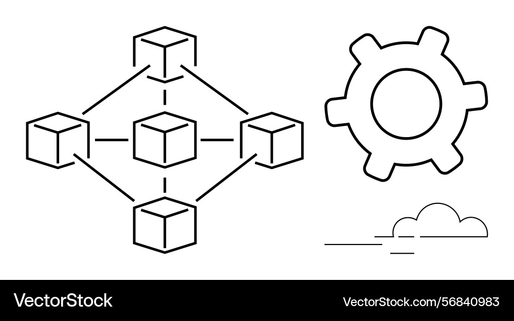 Decentralized network structure with blockchain Vector Image