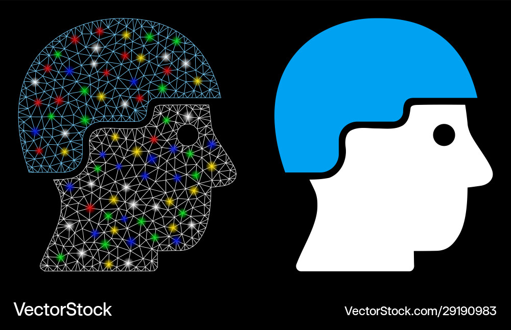 Flare mesh 2d soldier helmet icon with spots Vector Image