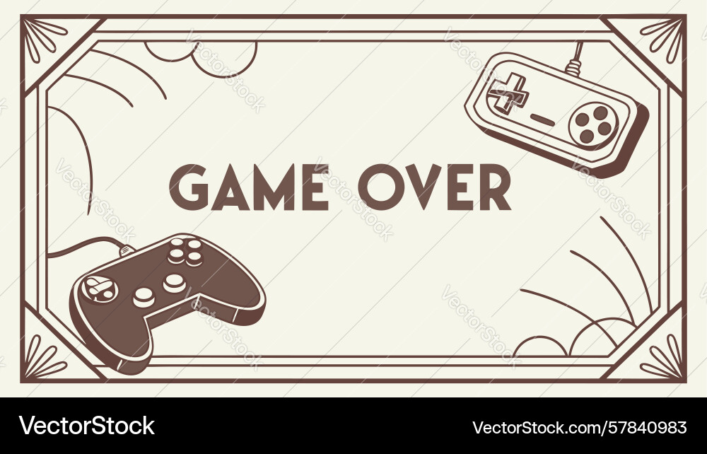 Game over with controller simple frame design Vector Image