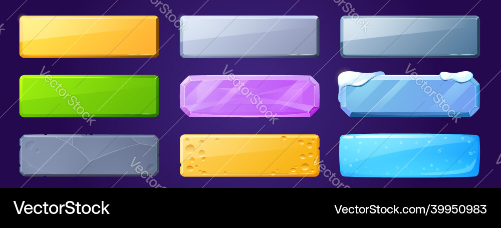 Game ui buttons for app interface cartoon plaques Game ui buttons for app interface cartoon plaques vector image