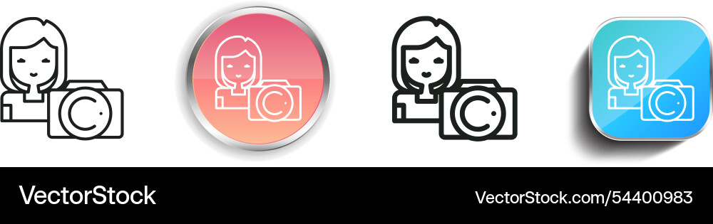 Girl icon thin linear regular and button style Vector Image