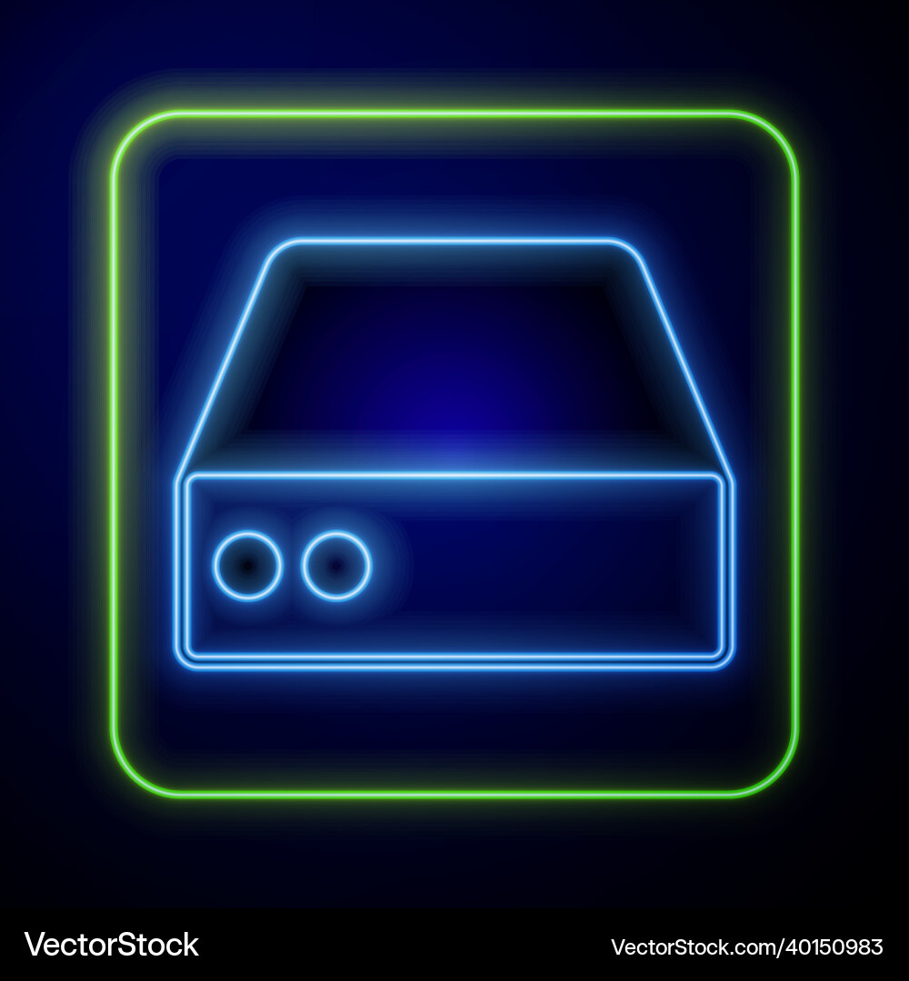 Glowing neon server data web hosting icon Glowing neon server data web hosting icon Vector Image