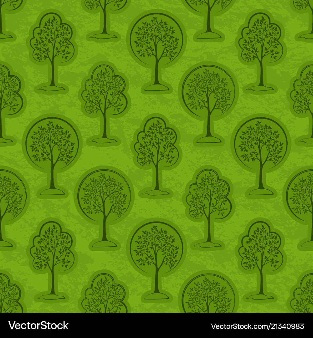 Green Trees Seamless Pattern vector image