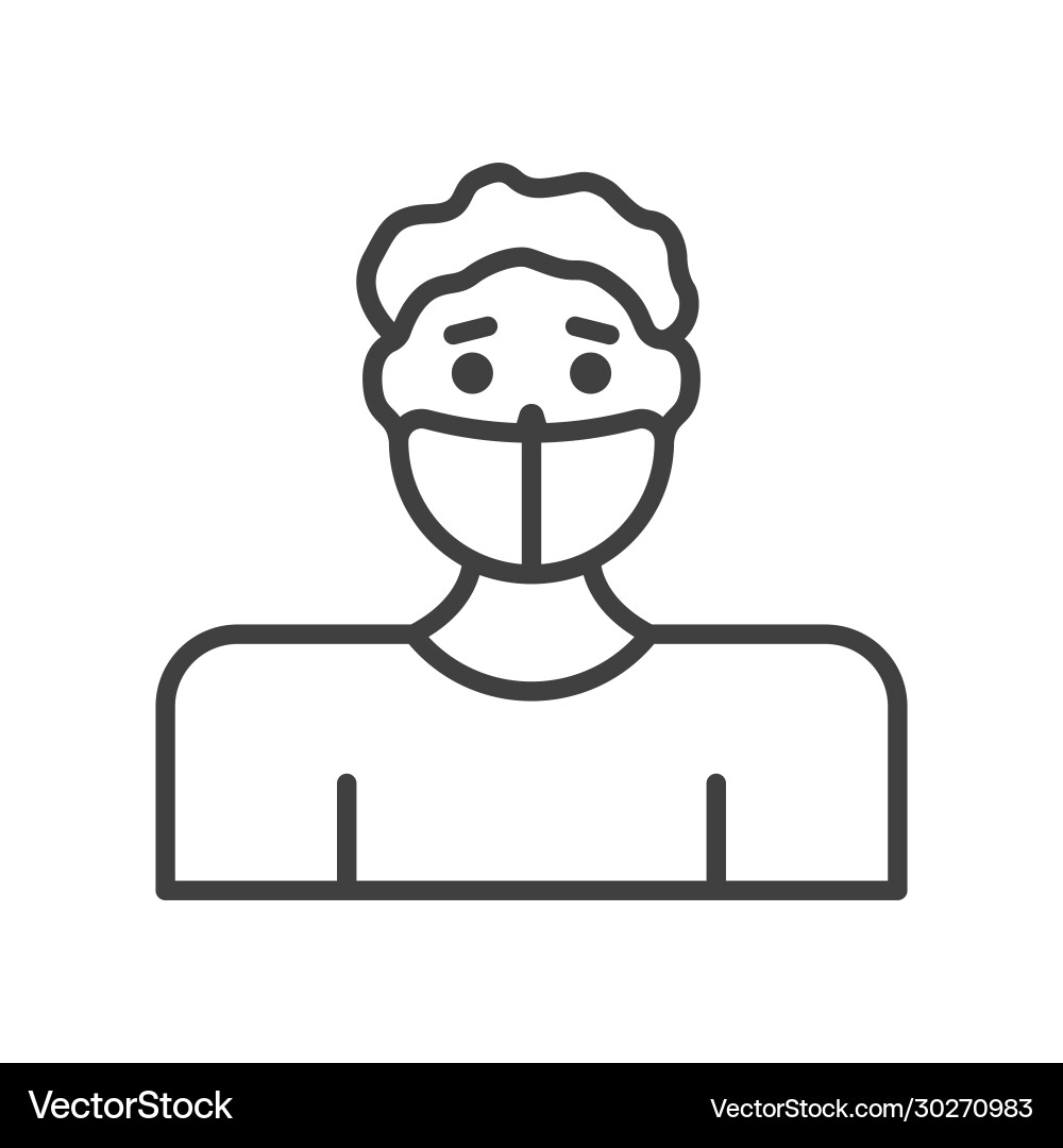 Icon a man in mask from viruses linear image Icon a man in mask from viruses linear image vector image