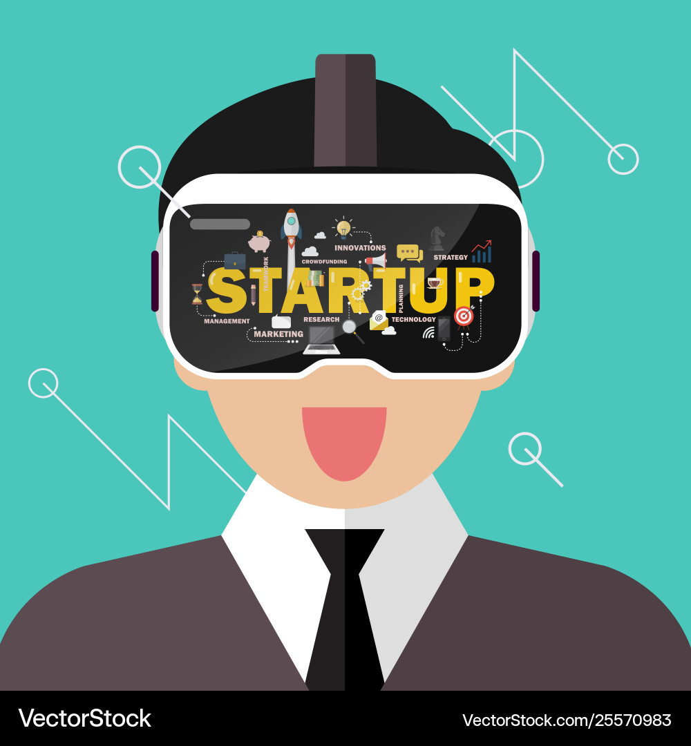 Man Using VR Headset - Startup Tech vector image