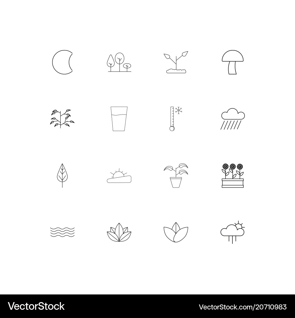 Nature simple linear icons set outlined Vector Image