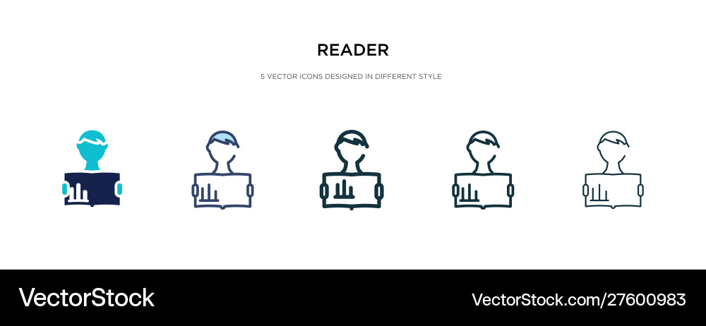Reader icon in different style two colored vector image