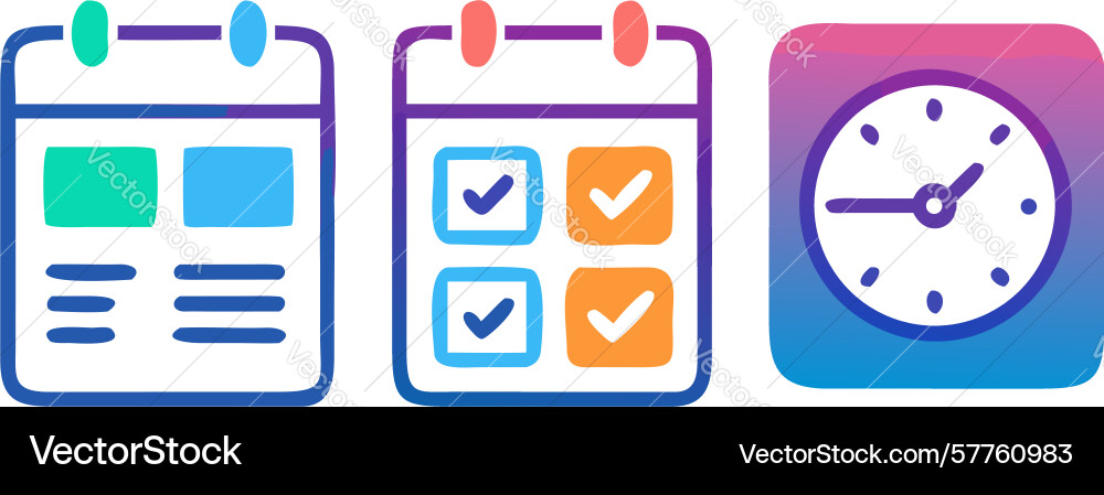 Scheduling and task management icons vector image