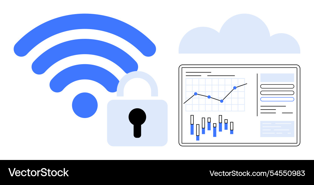 Secured wireless network with data analytics Secured wireless network with data analytics vector image