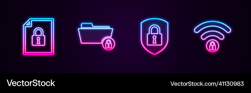 Set line document and lock folder shield Set line document and lock folder shield vector image