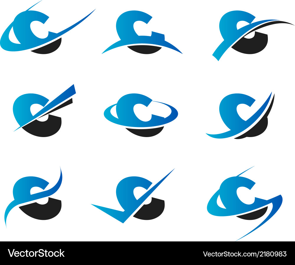 Swoosh C Logo Icons - Dynamic Curve vector image