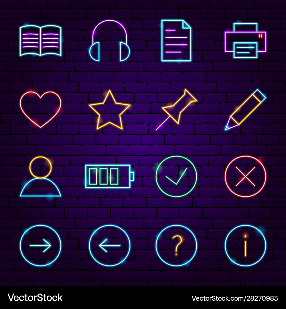Web ui neon icons Web ui neon icons vector image