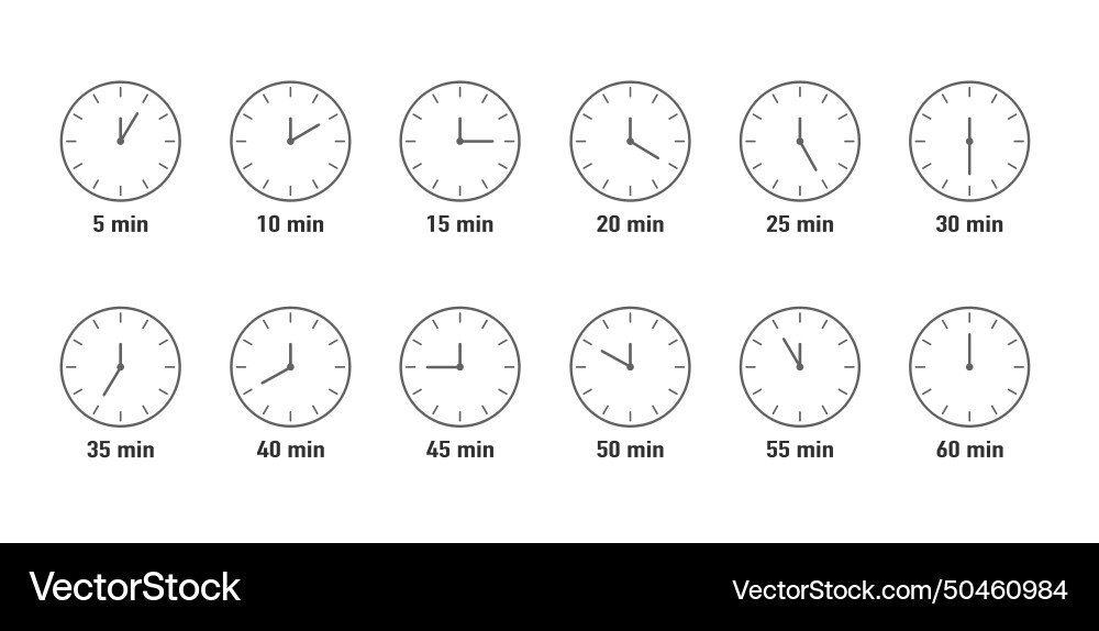 A set of timers clock stopwatch icons countdown A set of timers clock stopwatch icons countdown vector image