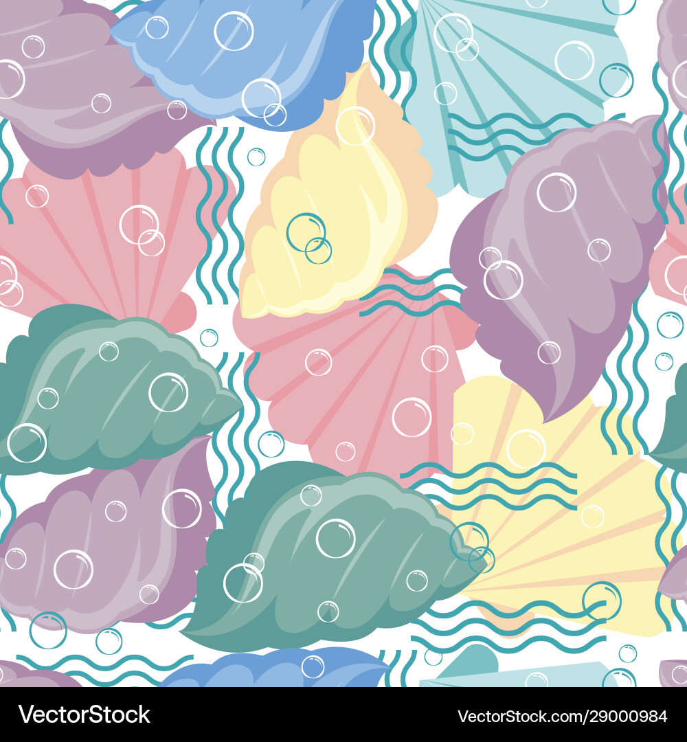 Abstract seamless pattern multicolored shells Abstract seamless pattern multicolored shells Vector Image