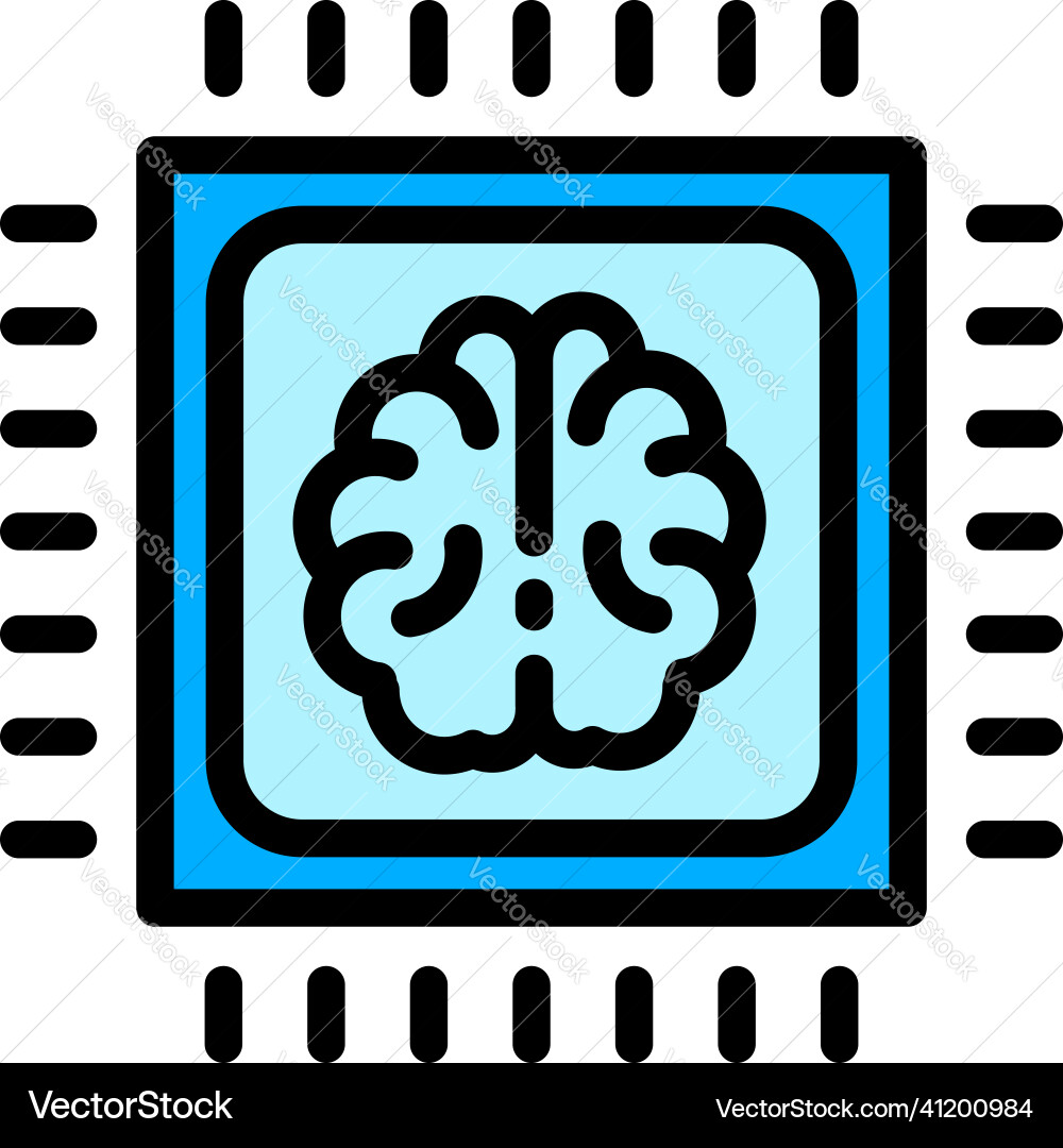 Ai brain processor icon outline digital Ai brain processor icon outline digital vector image