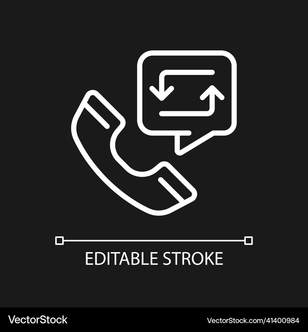 Call Back Icon - White Line Vector Image