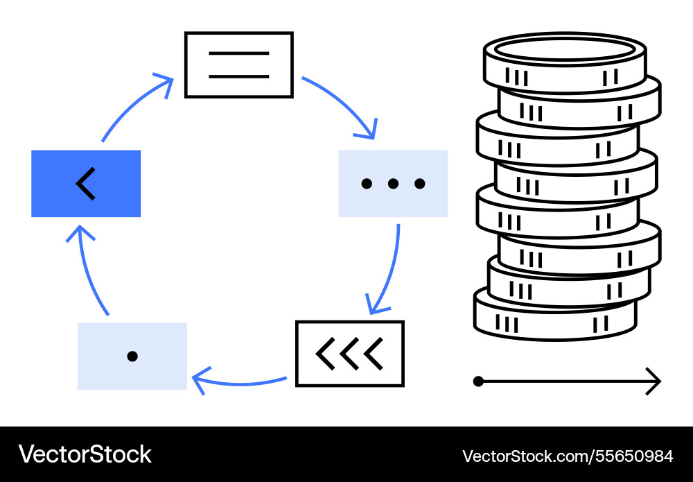 Circular process diagram with stacked coins Vector Image