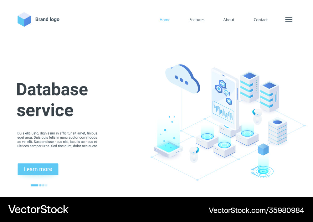 Cloud Database Service Isometric vector image