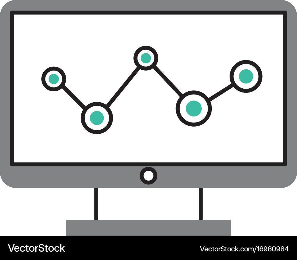 Computer desktop with statistics Vector Image