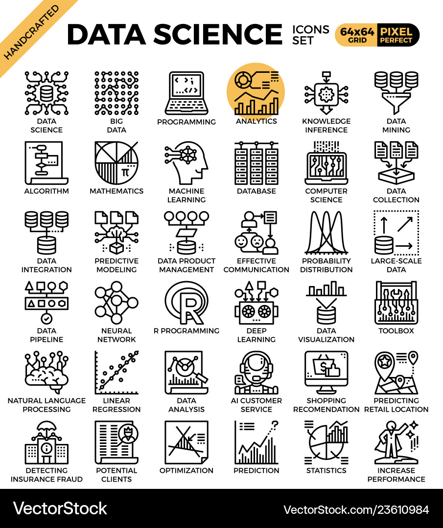 Data Science Line Icons vector image