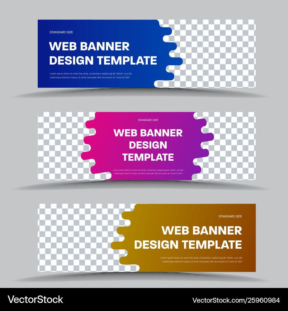 Design horizontal web banners with framed vector image