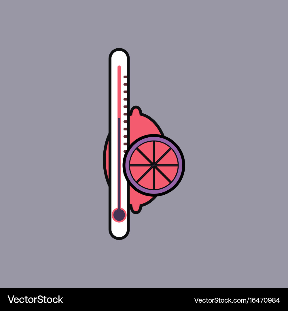 Flat icon design collection thermometer with lemon vector image