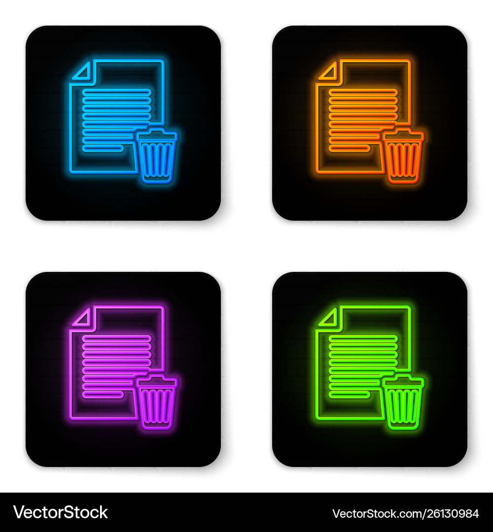 Glowing neon delete file document icon isolated Glowing neon delete file document icon isolated vector image