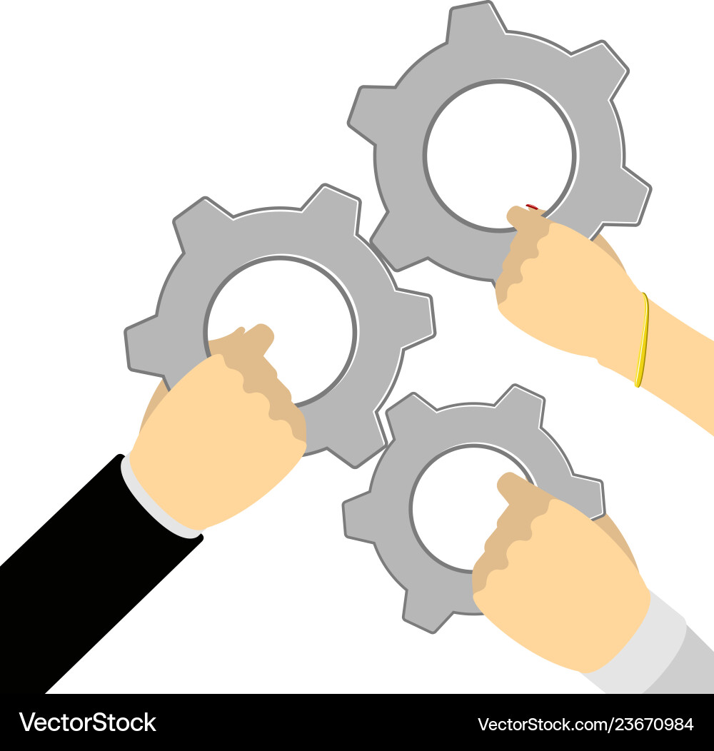 Hands with gears Hands with gears Vector Image