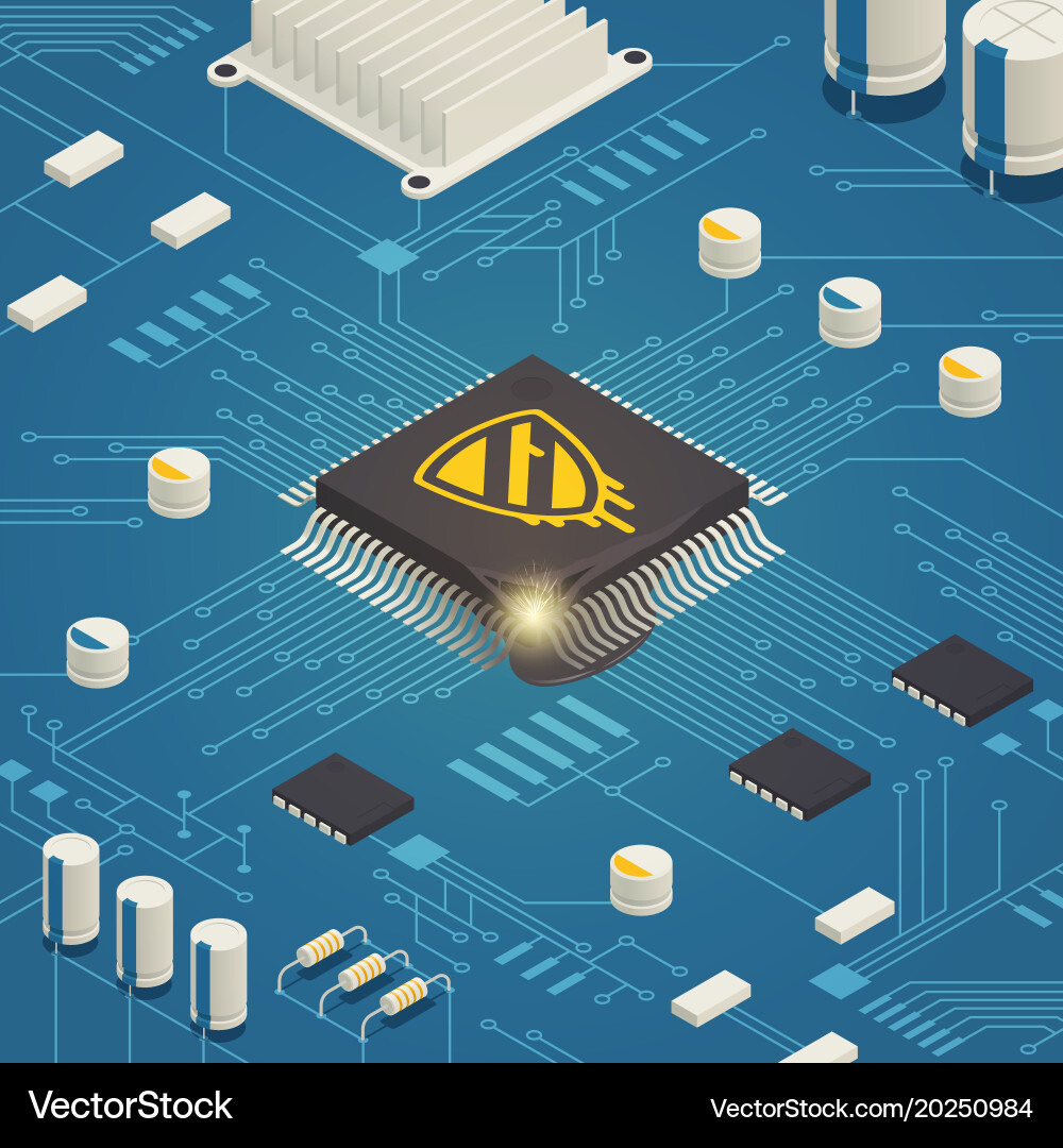 Hardware bug isometric composition Vector Image