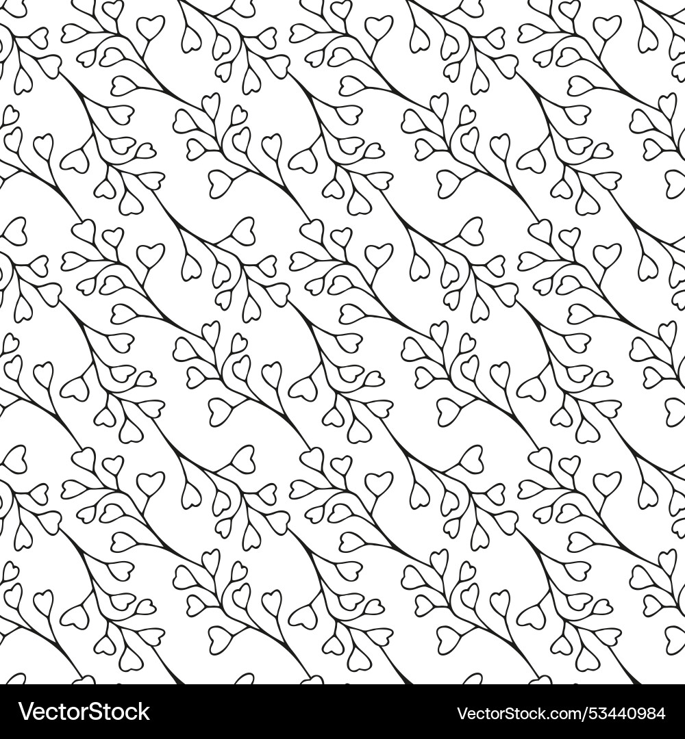 Leaves simple greenery seamless pattern with line Leaves simple greenery seamless pattern with line vector image