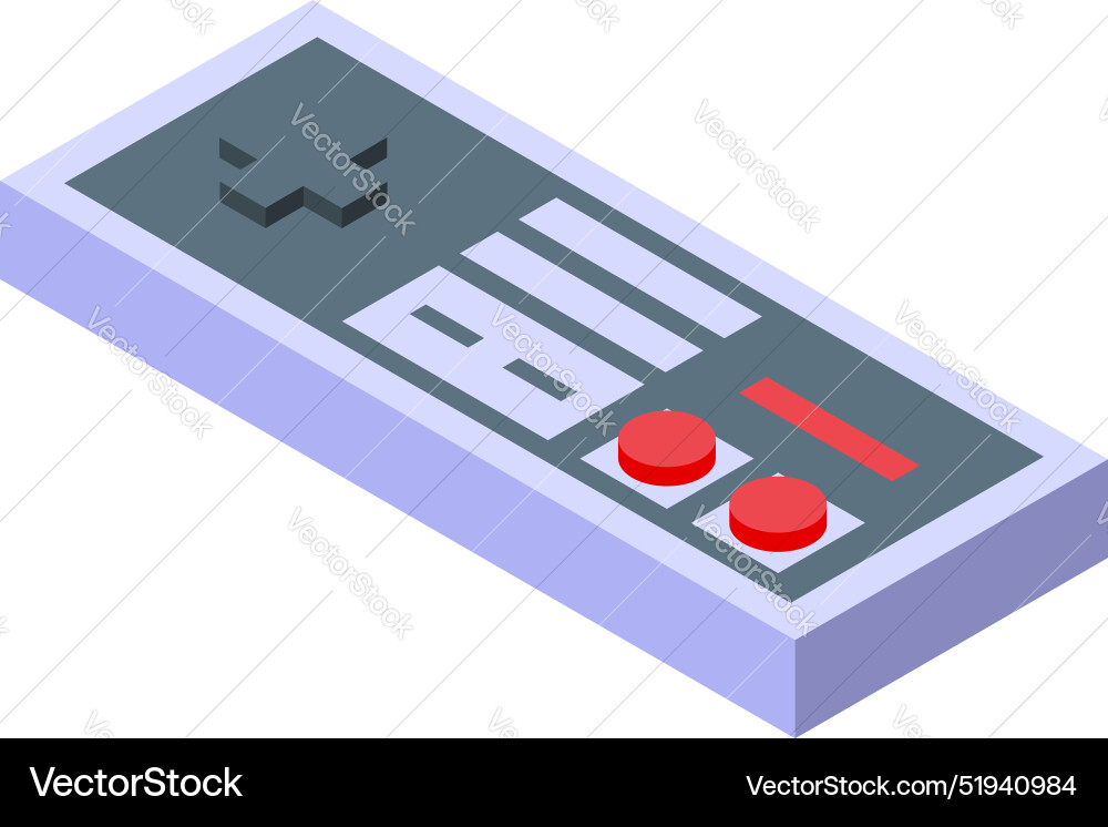 Retro gamepad lying in isometric view showing Retro gamepad lying in isometric view showing Vector Image