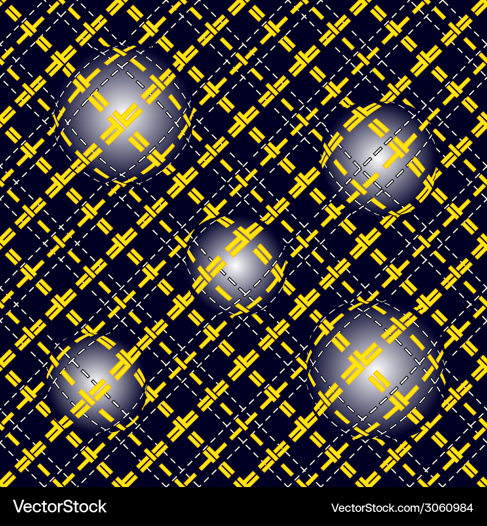 Seamless pattern of yellow grid with convex vector image