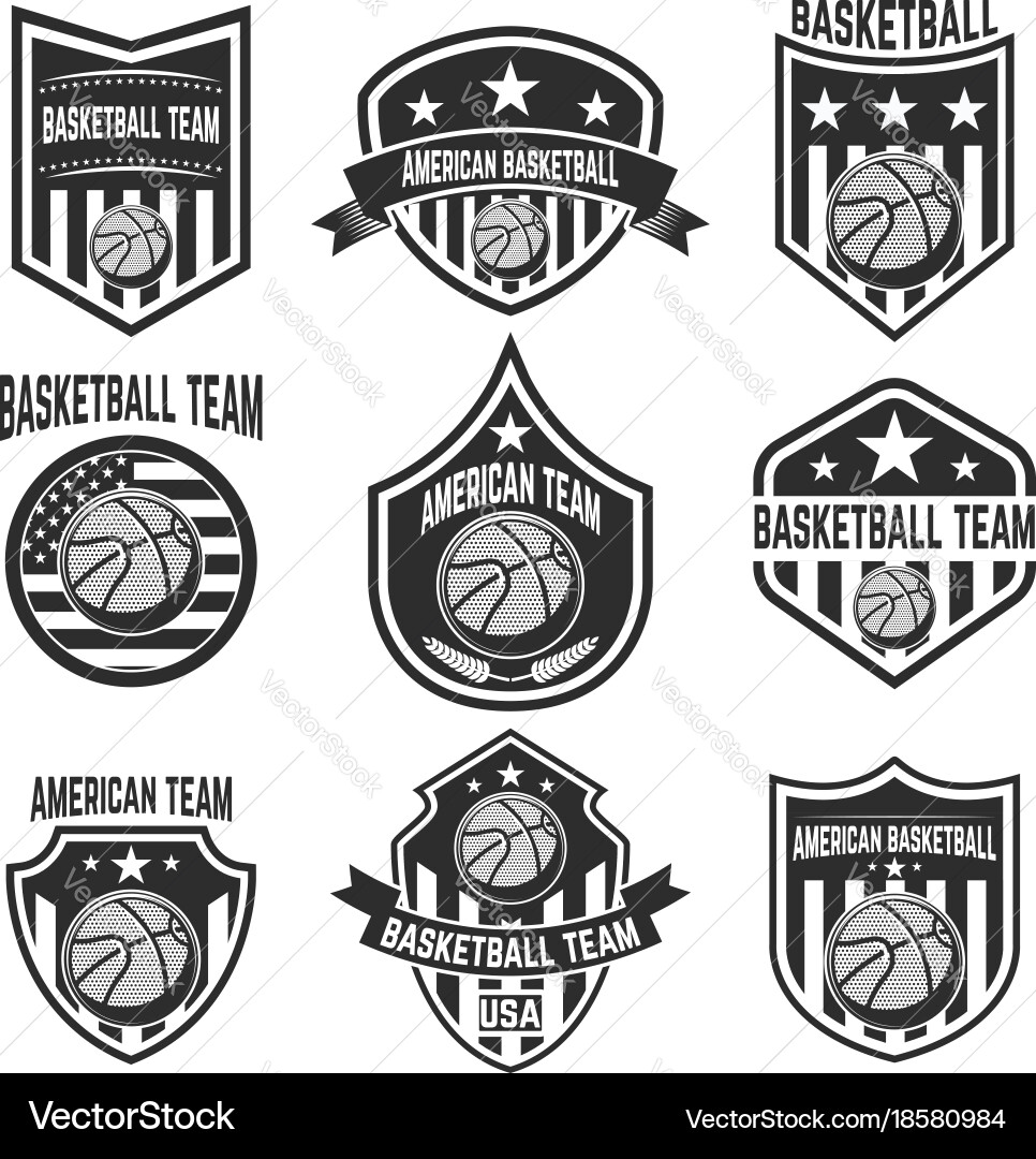 Set of american basketball team labels emblems vector image