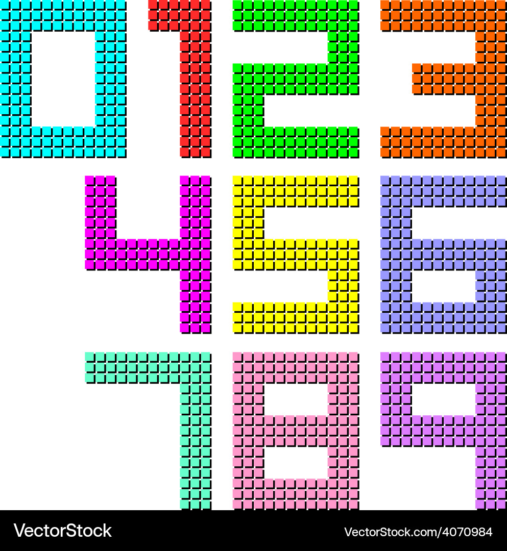 Set of pixel digit numbers vector image