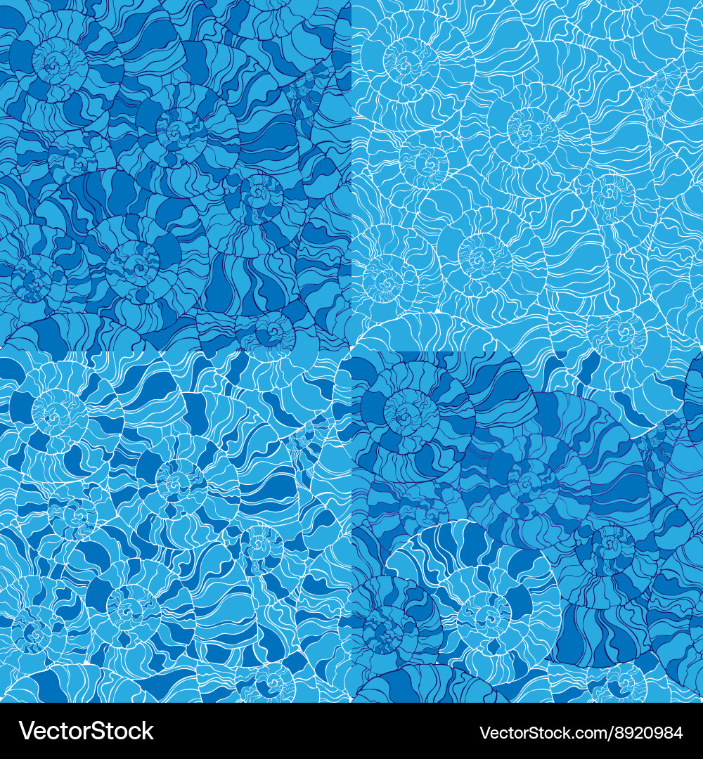 Set of seashell seamless pattern Vector Image