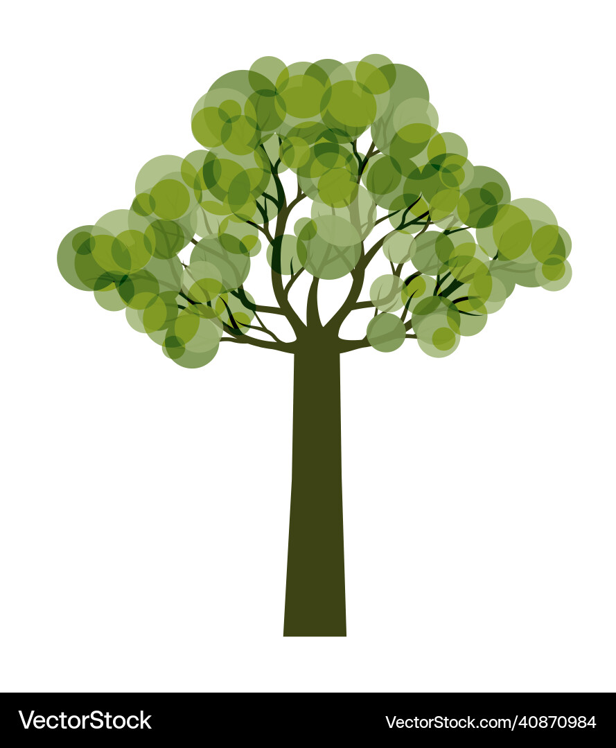 Shape of tree with leaves and roots outline vector image